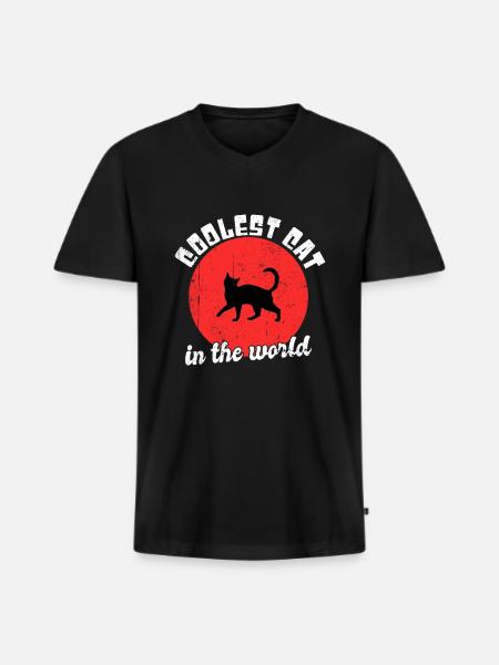 Coole Katze Spruch - Männer Premium Bio T-Shirt mit V-Ausschnitt - Schwarz