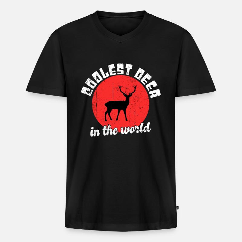 Cooler Hirsch Spruch - Männer Premium Bio T-Shirt mit V-Ausschnitt - Schwarz