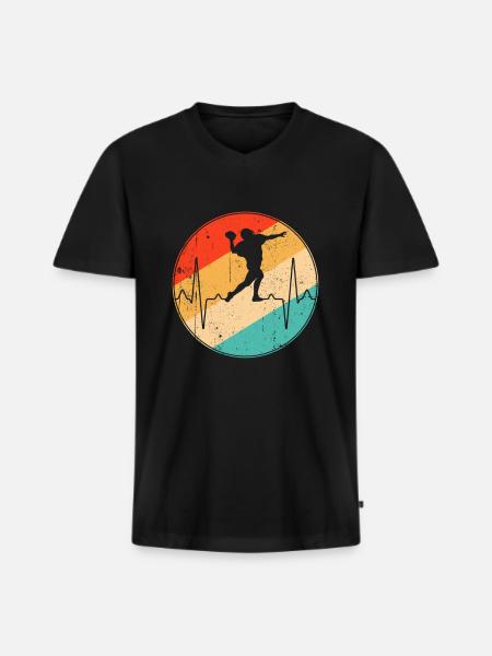 Rugby Retro Heartbeat - Men's Premium Organic T-shirt with V-neck - black