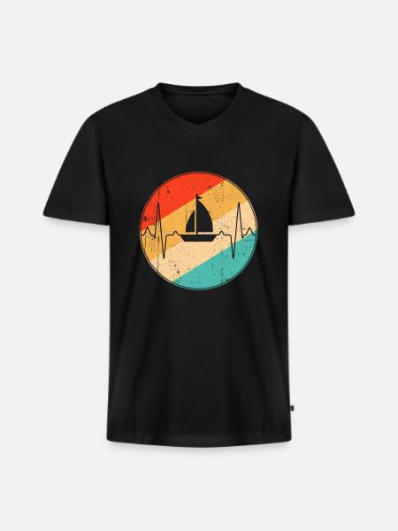 Sailing Retro Heartbeat - Men's Premium Organic T-shirt with V-neck - black