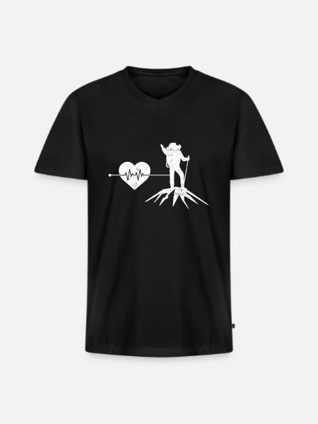 Mountaineering heartbeat - Men's Premium Organic T-shirt with V-neck - black