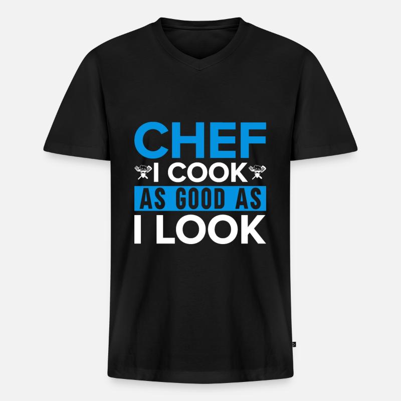 Küchenchef Spruch Geschenk Lustig Koch - Männer Premium Bio T-Shirt mit V-Ausschnitt - Schwarz