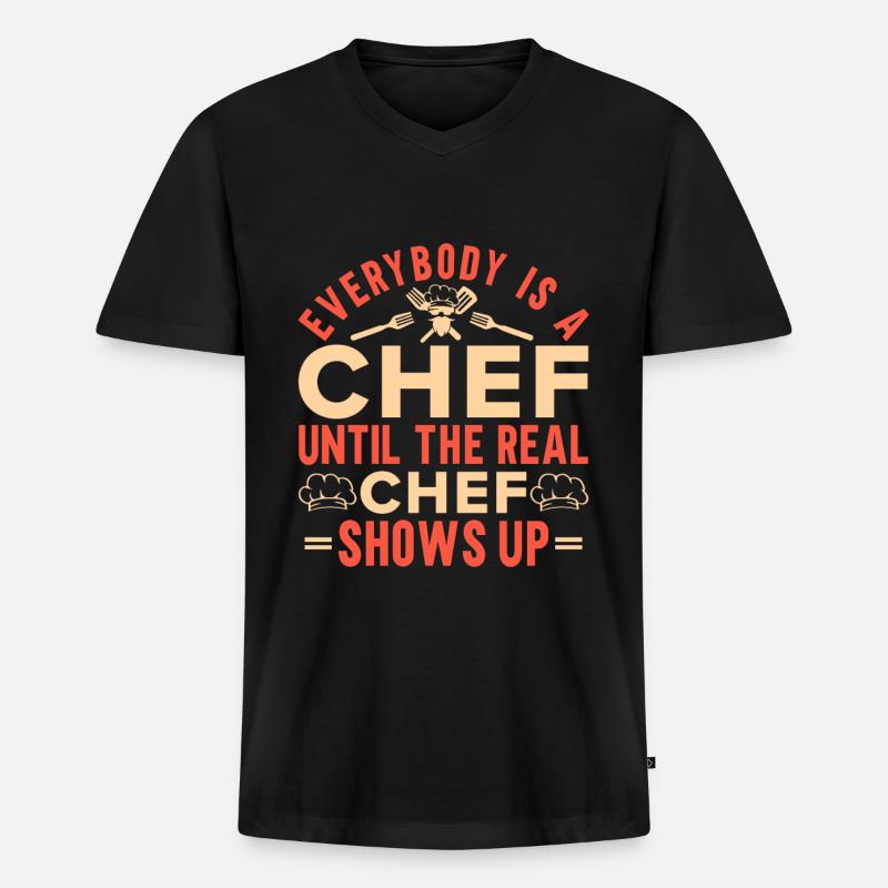 Küchenchef Spruch Geschenk Lustig Koch - Männer Premium Bio T-Shirt mit V-Ausschnitt - Schwarz