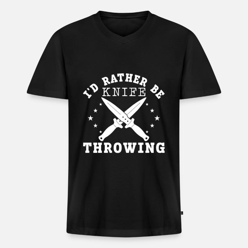 Messerwurfscheibe Geschenk Messerwerfer - Männer Premium Bio T-Shirt mit V-Ausschnitt - Schwarz