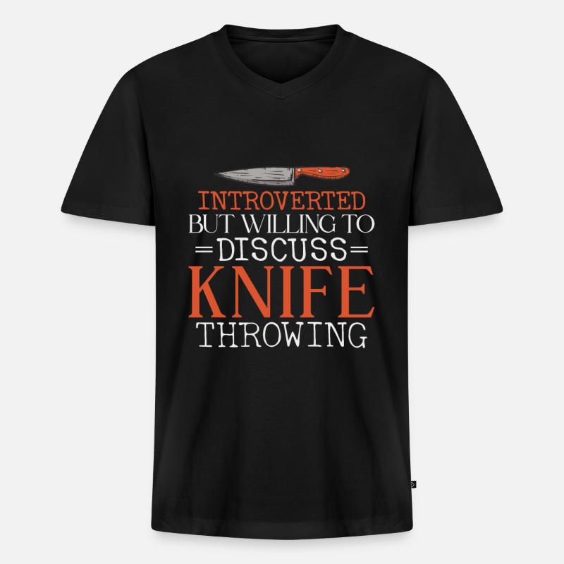 Messerwurfscheibe Geschenk Messerwerfer - Männer Premium Bio T-Shirt mit V-Ausschnitt - Schwarz