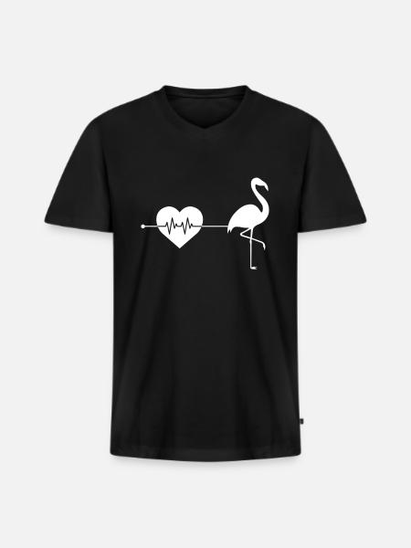 Flamingo heartbeat - Men's Premium Organic T-shirt with V-neck - black