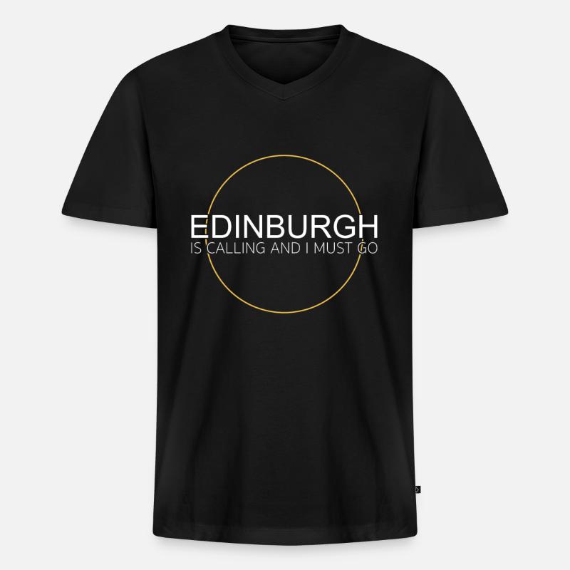 Edinburgh Spruch - Männer Premium Bio T-Shirt mit V-Ausschnitt - Schwarz
