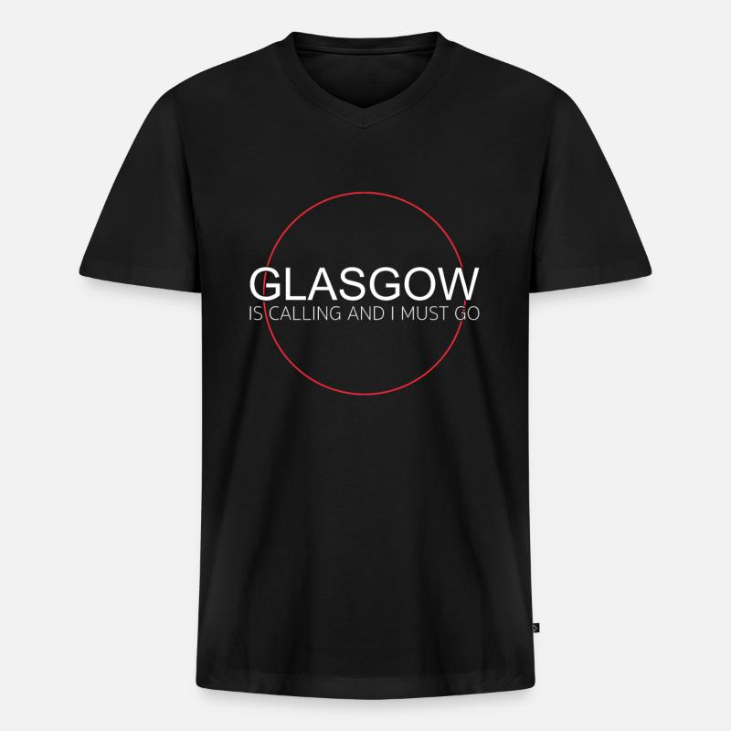 Glasgow - Männer Premium Bio T-Shirt mit V-Ausschnitt - Schwarz