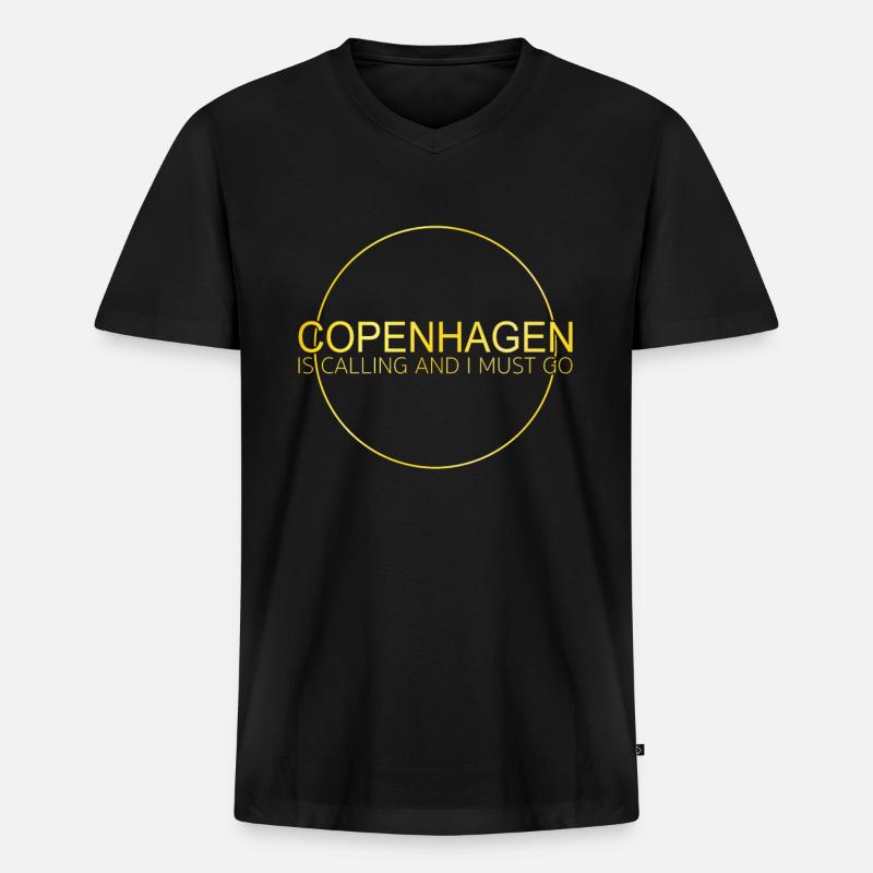 Kopenhagen Spruch - Männer Premium Bio T-Shirt mit V-Ausschnitt - Schwarz