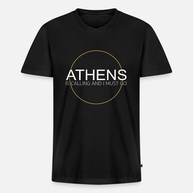 Athen Spruch - Männer Premium Bio T-Shirt mit V-Ausschnitt - Schwarz