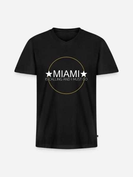 Miami Spruch - Männer Premium Bio T-Shirt mit V-Ausschnitt - Schwarz