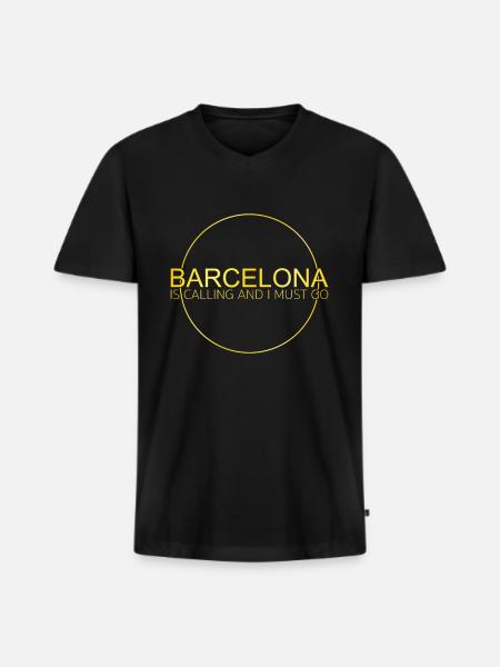 Barcelona Quote - Men's Premium Organic T-shirt with V-neck - black
