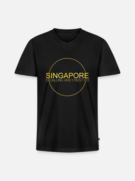 Citation de Singapour - T-shirt encolure en V Premium bio Homme - noir