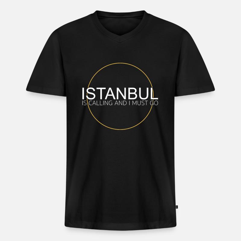 Istanbul is calling - Männer Premium Bio T-Shirt mit V-Ausschnitt - Schwarz