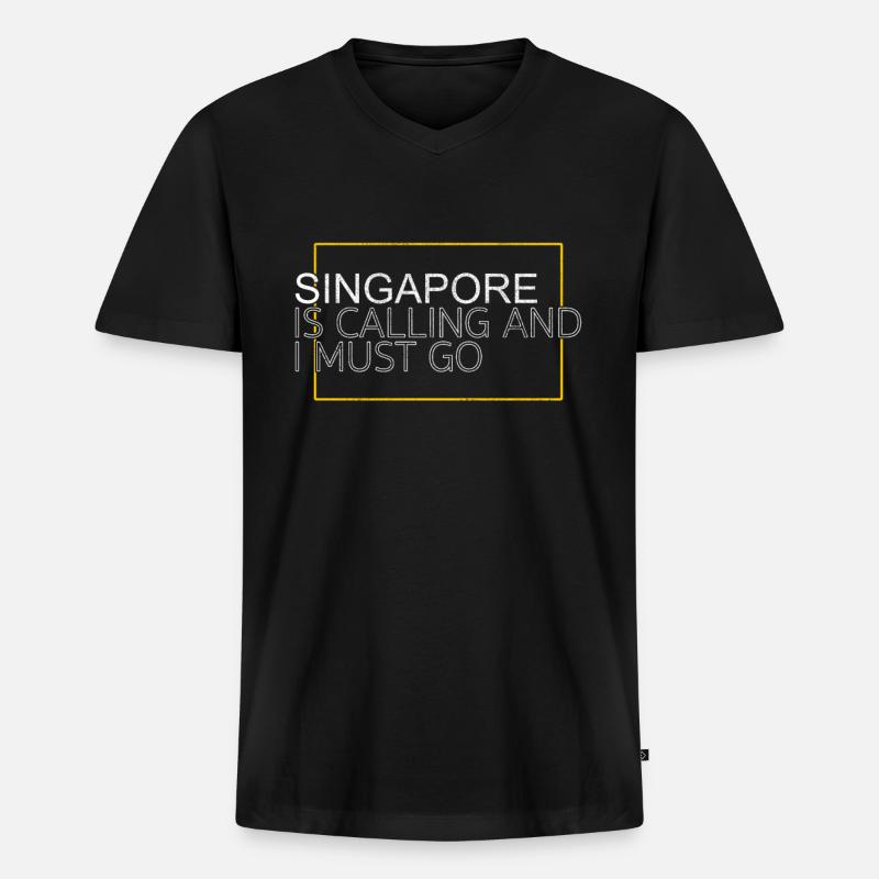 Singapur Spruch - Männer Premium Bio T-Shirt mit V-Ausschnitt - Schwarz
