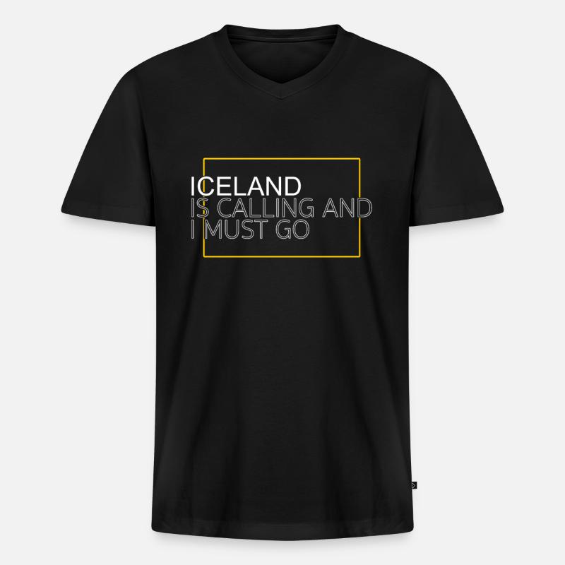 Island Spruch - Männer Premium Bio T-Shirt mit V-Ausschnitt - Schwarz