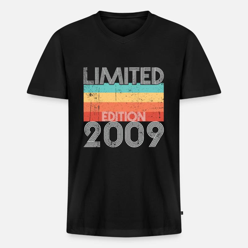 Limited Edition Retro 2009 - Männer Premium Bio T-Shirt mit V-Ausschnitt - Schwarz