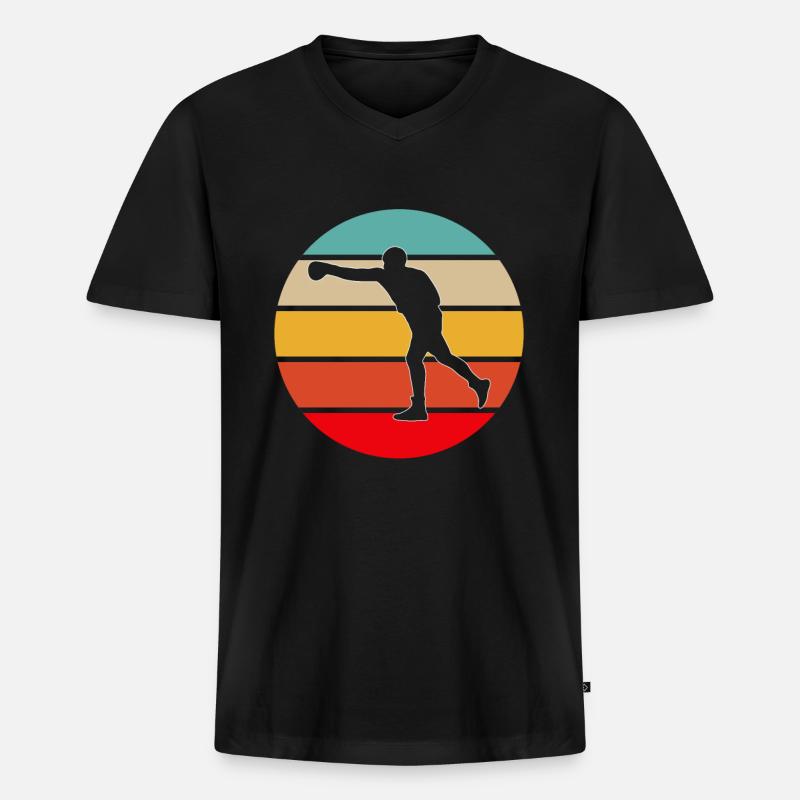 Boxen Retro Logo - Männer Premium Bio T-Shirt mit V-Ausschnitt - Schwarz