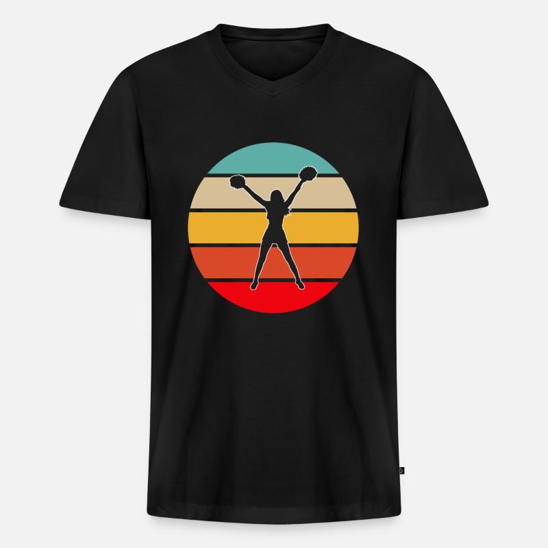 Cheerleading Retro - Männer Premium Bio T-Shirt mit V-Ausschnitt - Schwarz