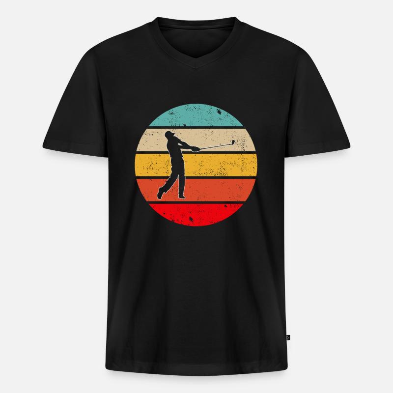 Golf Retro - Männer Premium Bio T-Shirt mit V-Ausschnitt - Schwarz