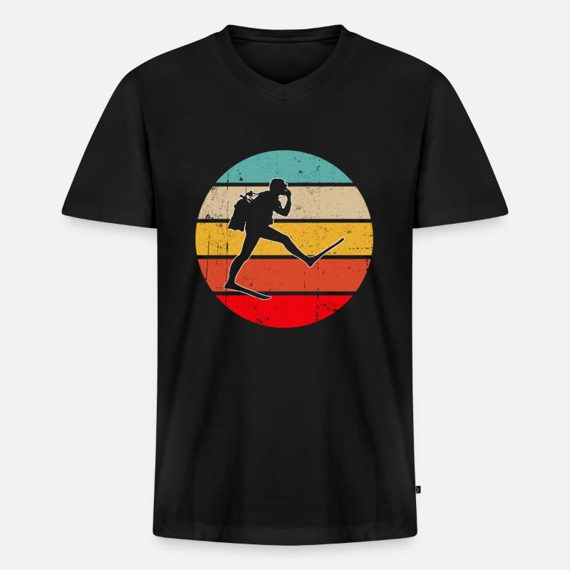 Tauchen Retro - Männer Premium Bio T-Shirt mit V-Ausschnitt - Schwarz