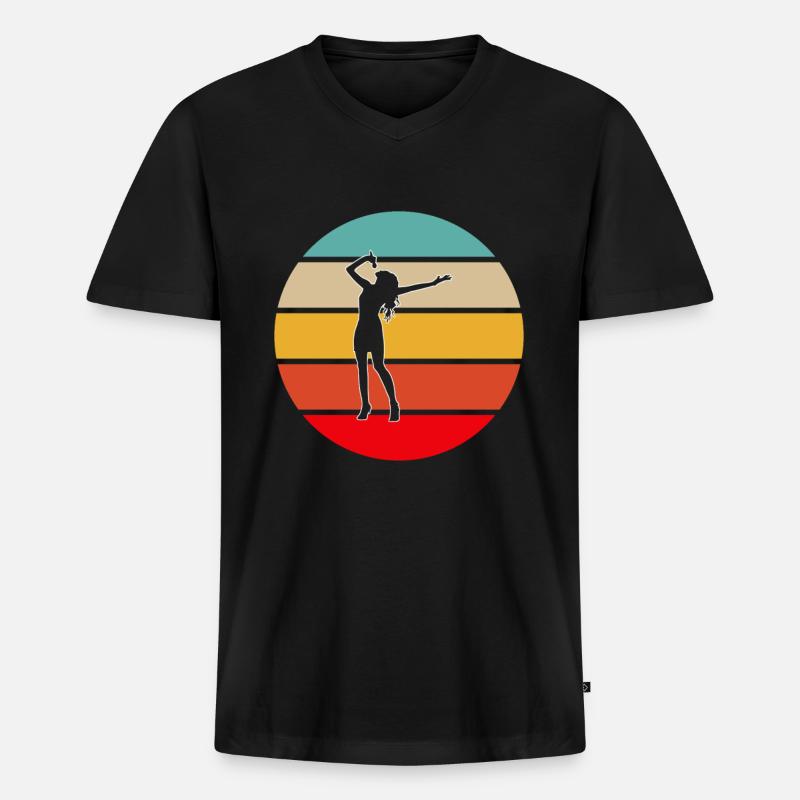 Singen Retro - Männer Premium Bio T-Shirt mit V-Ausschnitt - Schwarz