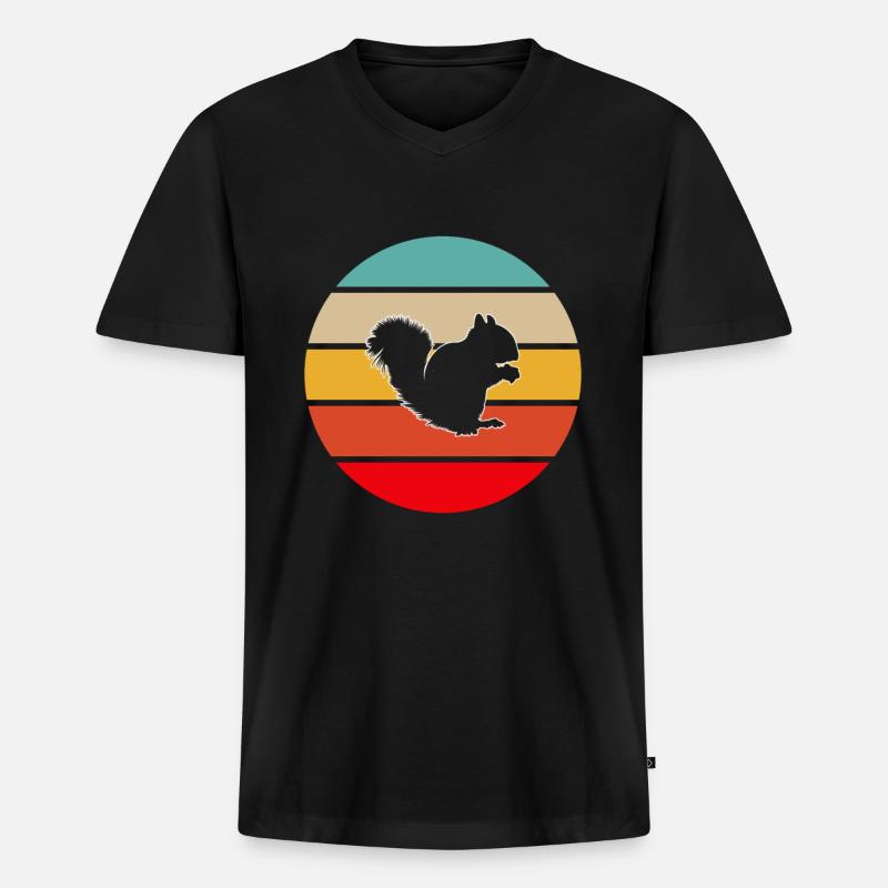 Eichhörnchen Retro - Männer Premium Bio T-Shirt mit V-Ausschnitt - Schwarz