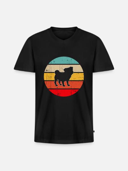 Pug Retro - Men's Premium Organic T-shirt with V-neck - black