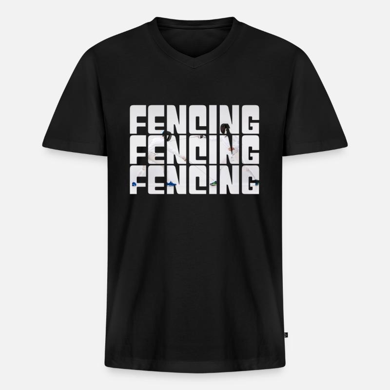 Fechten - Männer Premium Bio T-Shirt mit V-Ausschnitt - Schwarz