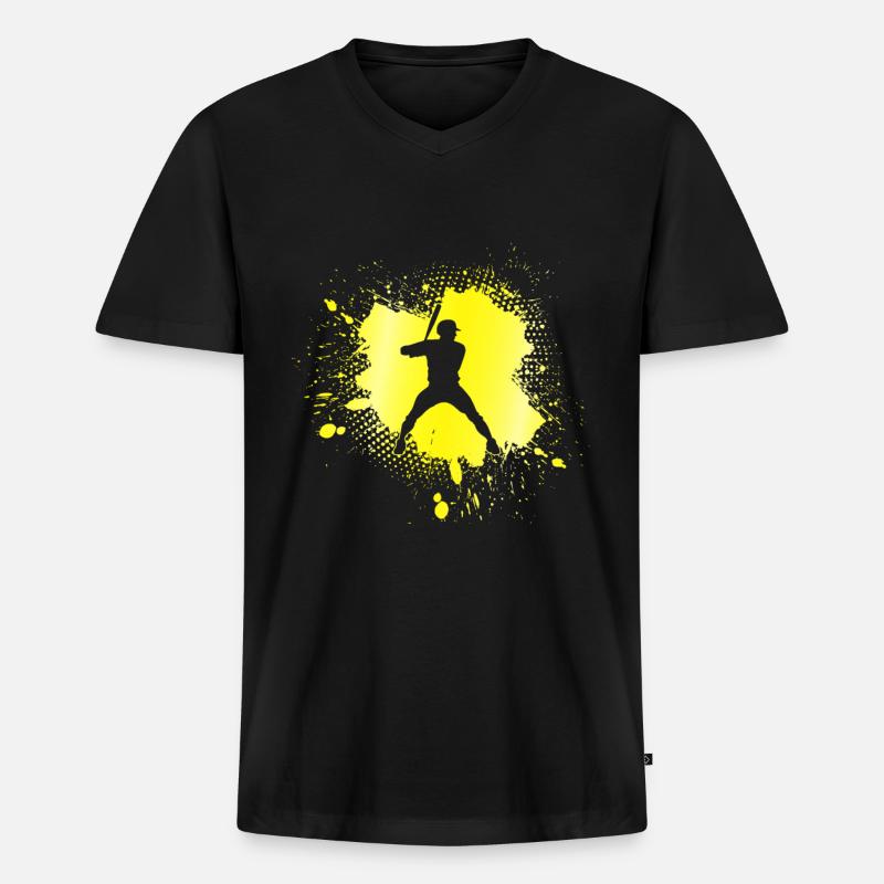 Baseball - Männer Premium Bio T-Shirt mit V-Ausschnitt - Schwarz