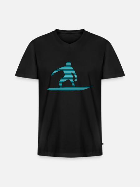 Surf - T-shirt encolure en V Premium bio Homme - noir