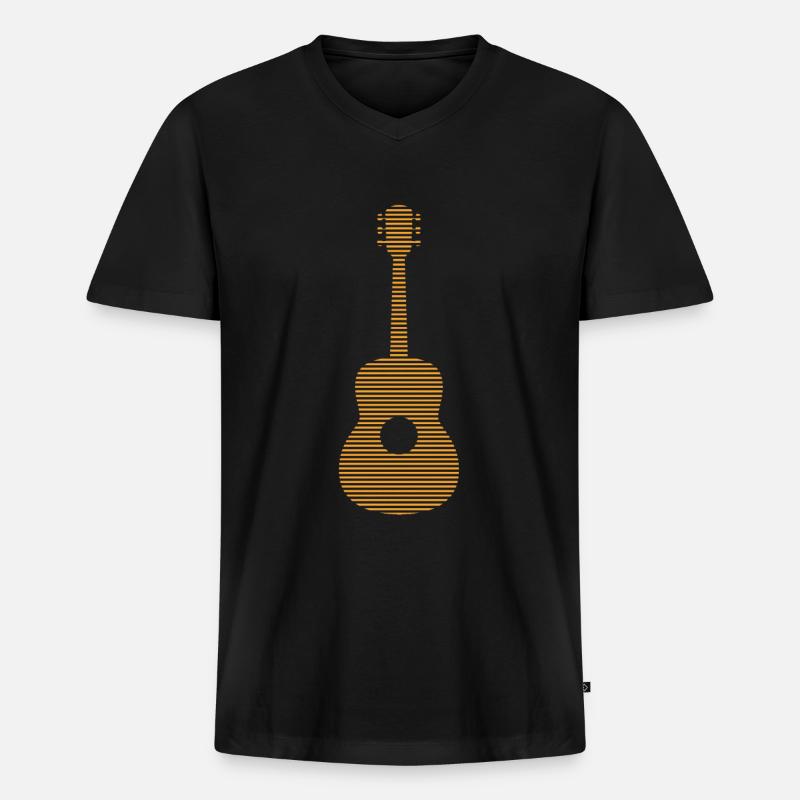Gitarre - Männer Premium Bio T-Shirt mit V-Ausschnitt - Schwarz