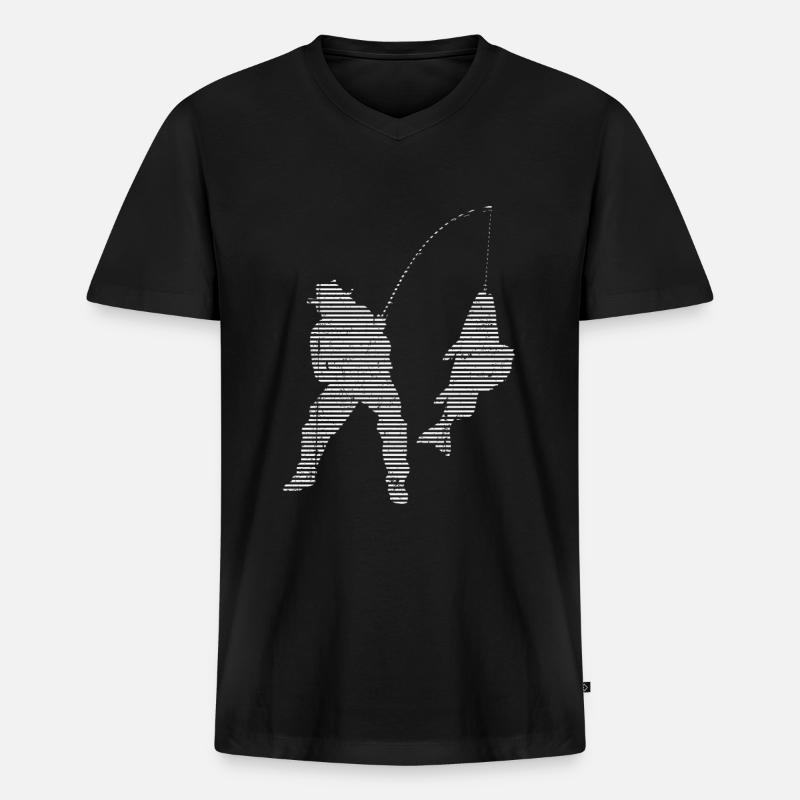 Angeln - Männer Premium Bio T-Shirt mit V-Ausschnitt - Schwarz
