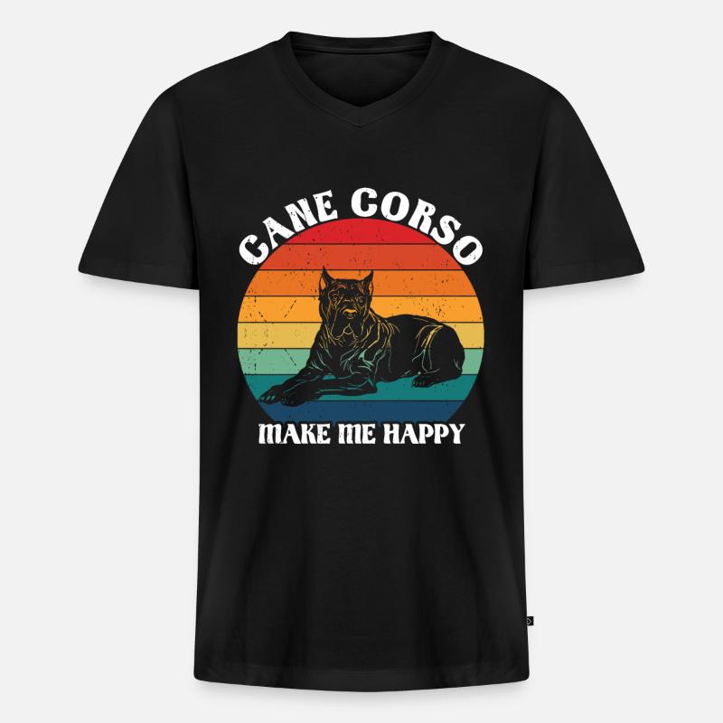 Cane Corso - Männer Premium Bio T-Shirt mit V-Ausschnitt - Schwarz