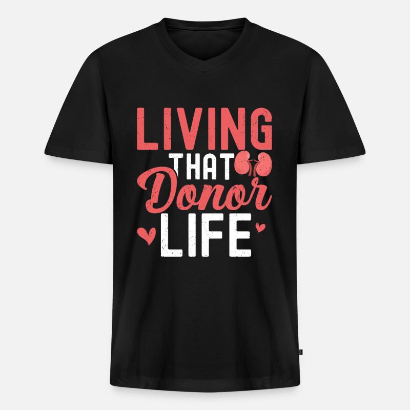 Nierenspender - Männer Premium Bio T-Shirt mit V-Ausschnitt - Schwarz