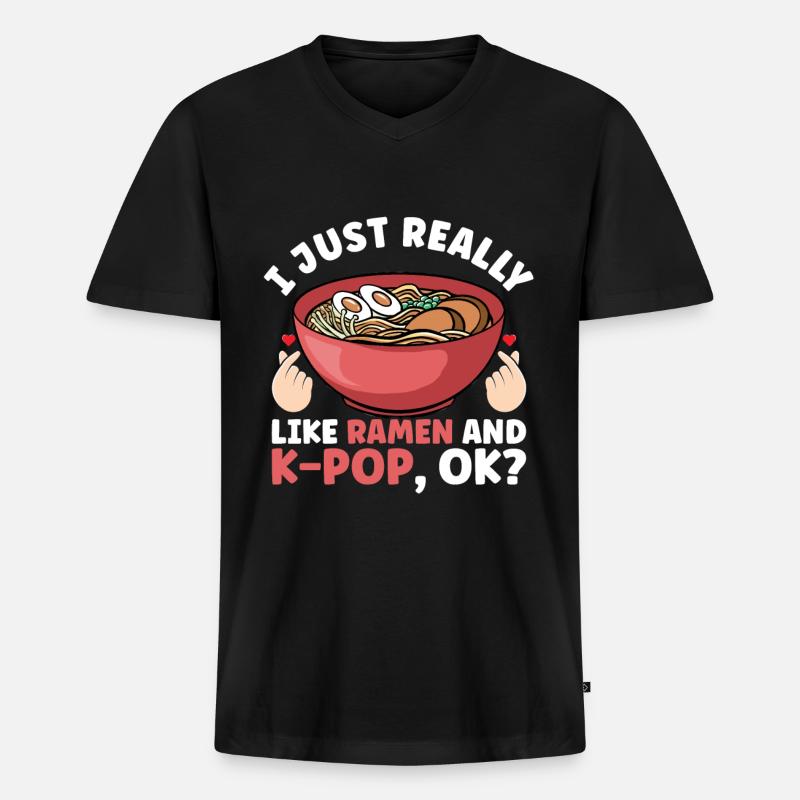 Ramen K-Pop - Männer Premium Bio T-Shirt mit V-Ausschnitt - Schwarz