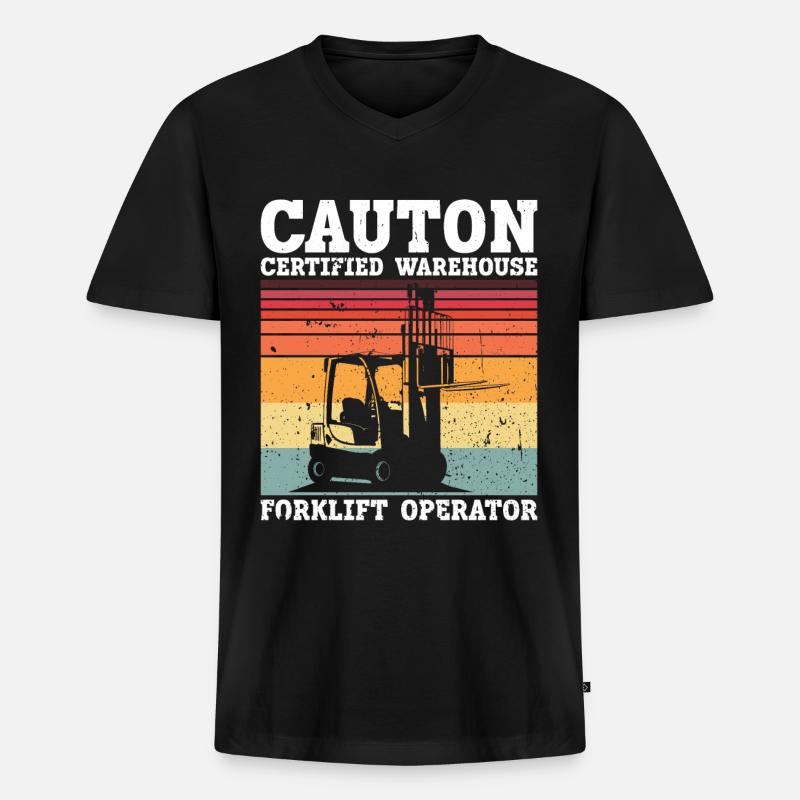 Gabelstaplerfahrer - Männer Premium Bio T-Shirt mit V-Ausschnitt - Schwarz