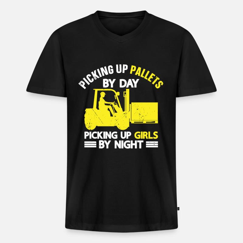Gabelstaplerfahrer - Männer Premium Bio T-Shirt mit V-Ausschnitt - Schwarz