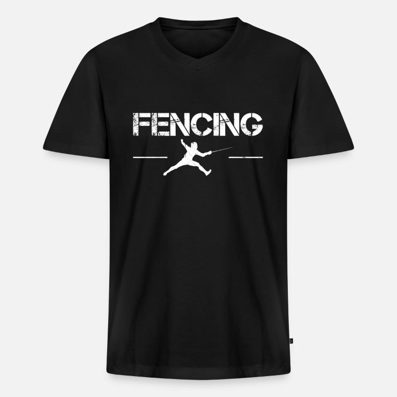 Fechten - Männer Premium Bio T-Shirt mit V-Ausschnitt - Schwarz