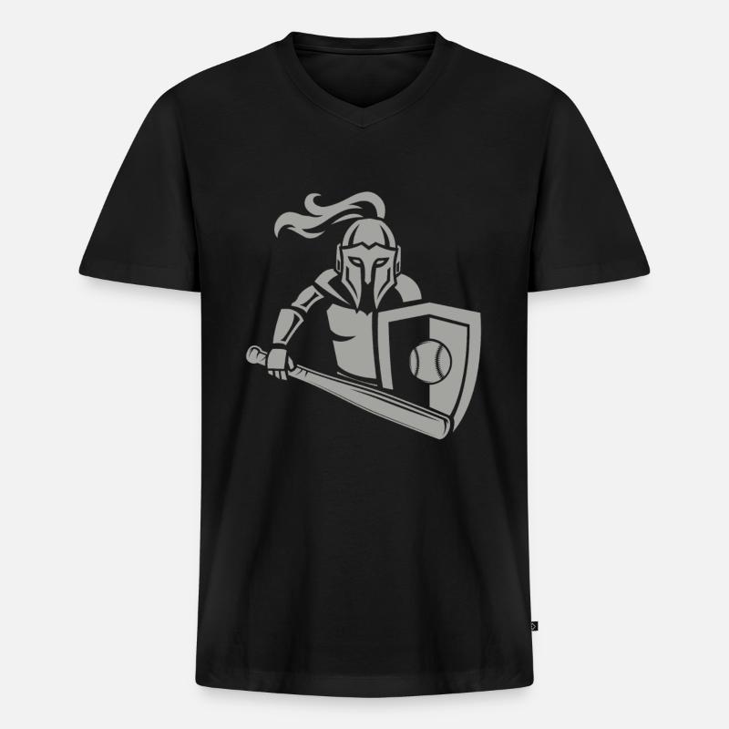 Mittelalterlicher Ritter Baseball - Männer Premium Bio T-Shirt mit V-Ausschnitt - Schwarz