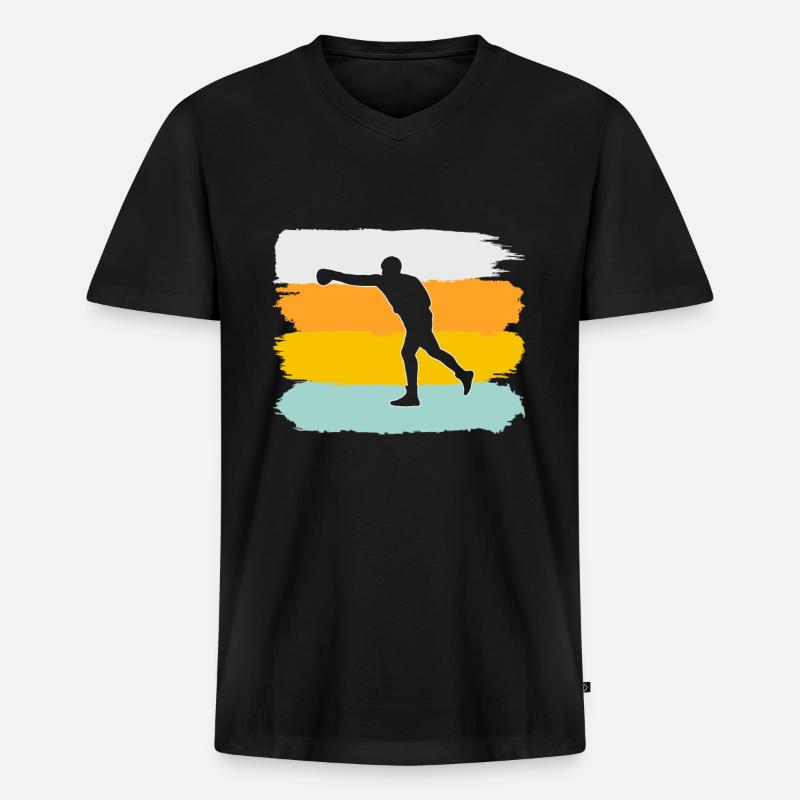 Boxen Retro - Männer Premium Bio T-Shirt mit V-Ausschnitt - Schwarz