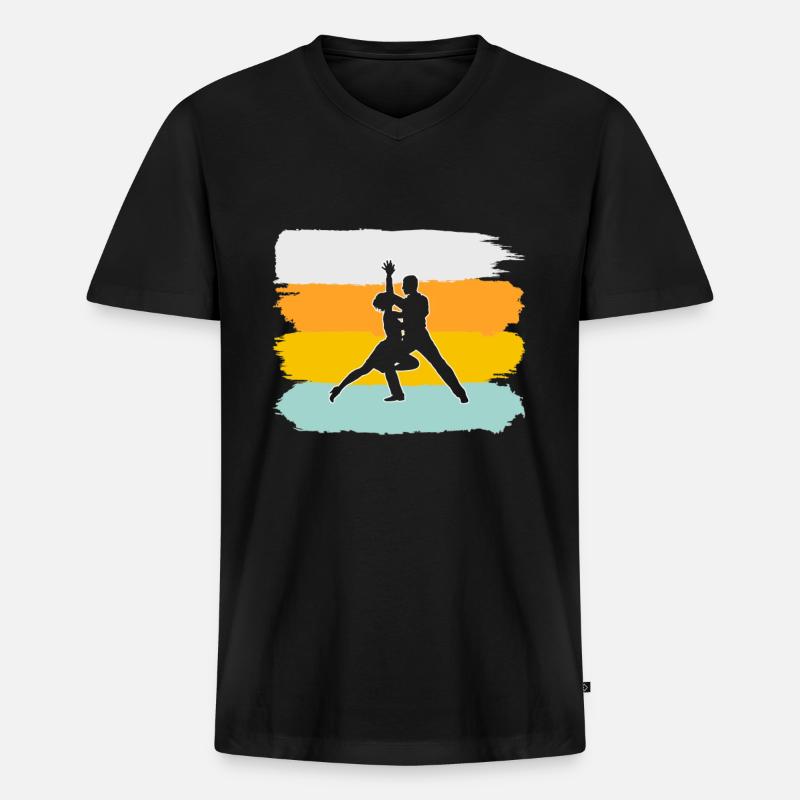 Tanzen Retro - Männer Premium Bio T-Shirt mit V-Ausschnitt - Schwarz