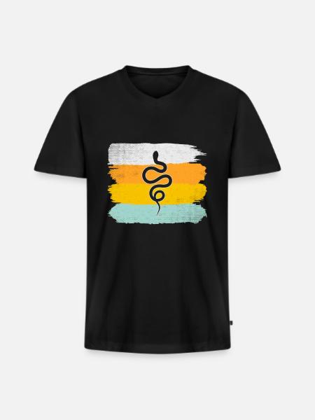 Serpent Rétro - T-shirt encolure en V Premium bio Homme - noir