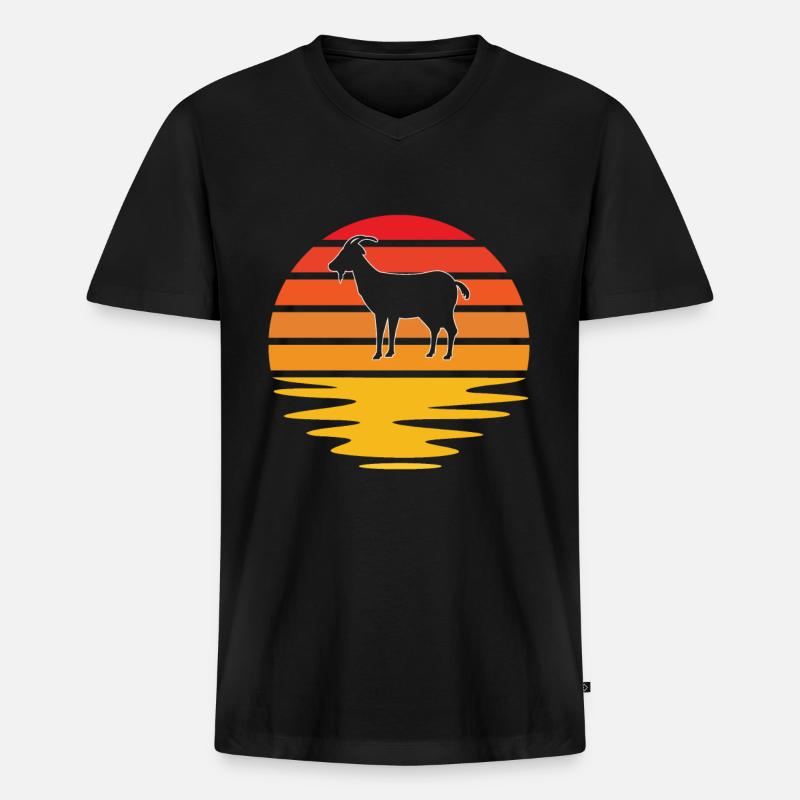 Ziege Retro - Männer Premium Bio T-Shirt mit V-Ausschnitt - Schwarz