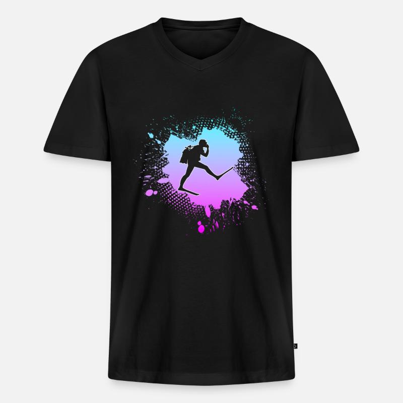Tauchen - Männer Premium Bio T-Shirt mit V-Ausschnitt - Schwarz