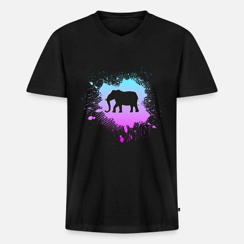 Elefant - Männer Premium Bio T-Shirt mit V-Ausschnitt - Schwarz