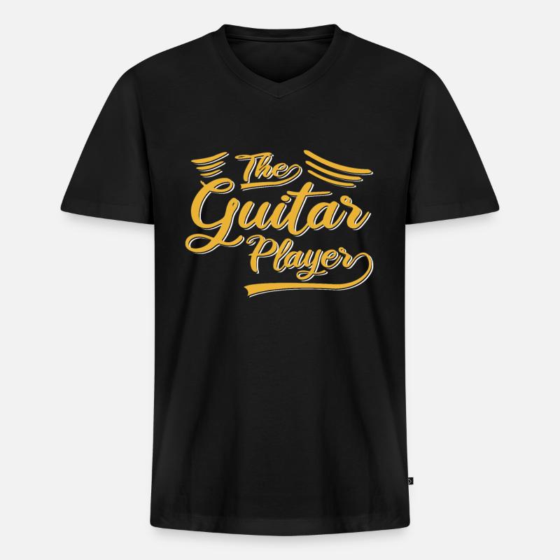 Der Gitarrist - Männer Premium Bio T-Shirt mit V-Ausschnitt - Schwarz
