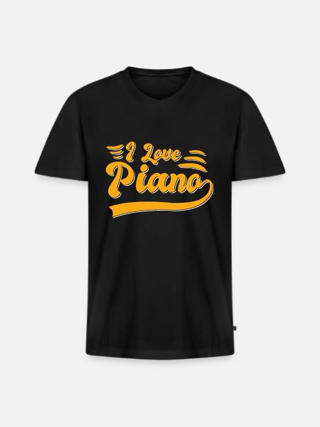 I love piano - Men's Premium Organic T-shirt with V-neck - black