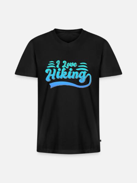 Ich liebe Wandern - Männer Premium Bio T-Shirt mit V-Ausschnitt - Schwarz