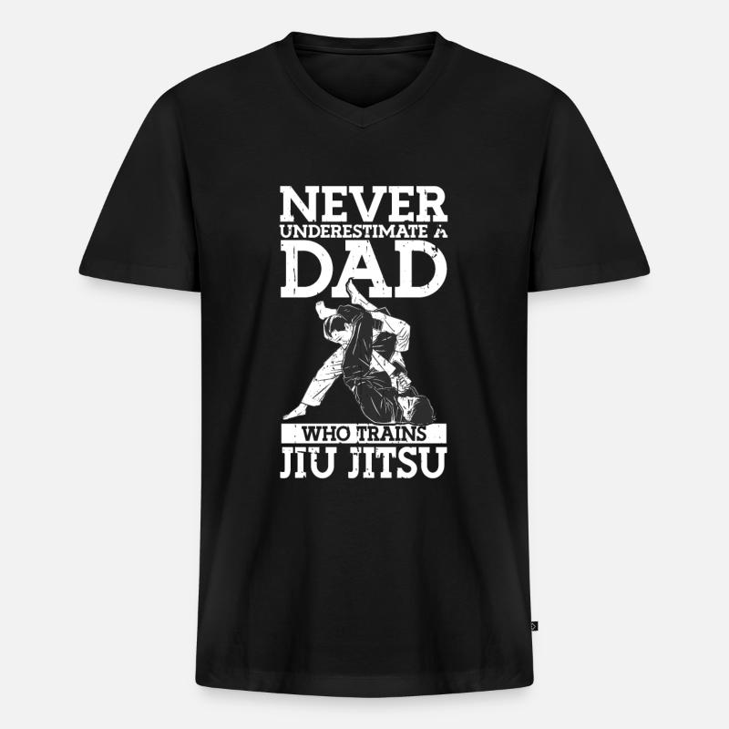 Jiu Jitsu Dad Gi Jiu - Männer Premium Bio T-Shirt mit V-Ausschnitt - Schwarz